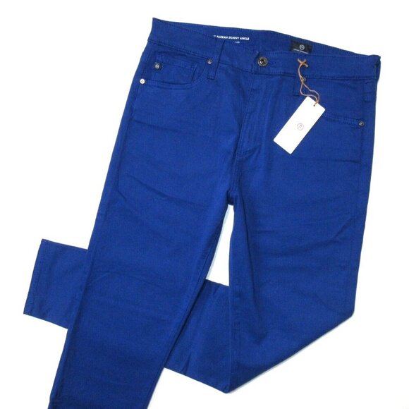NWT Adriano Goldschmied AG Farrah Skinny Ankle in Egyptian Blue Sateen Pants 30 - Picture 2 of 6